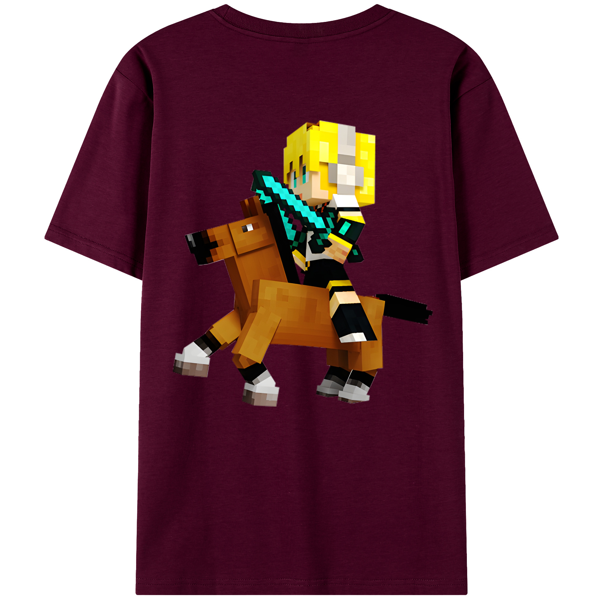 （画像用） マインクラフト ブロックの世界 Minecraft MC Block world レディース半袖Tシャツ(バックプリント)